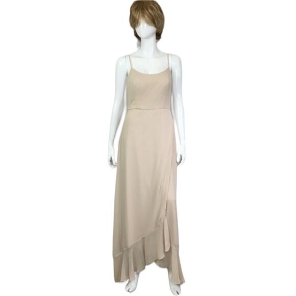 Jenny Packham Dresses | New Jenny Packham Bridesmaid Champagne Lux Chiffon Spaghetti Strap Gown Dress 6R | Color: Cream | Size: 6 | Lookingperfect's